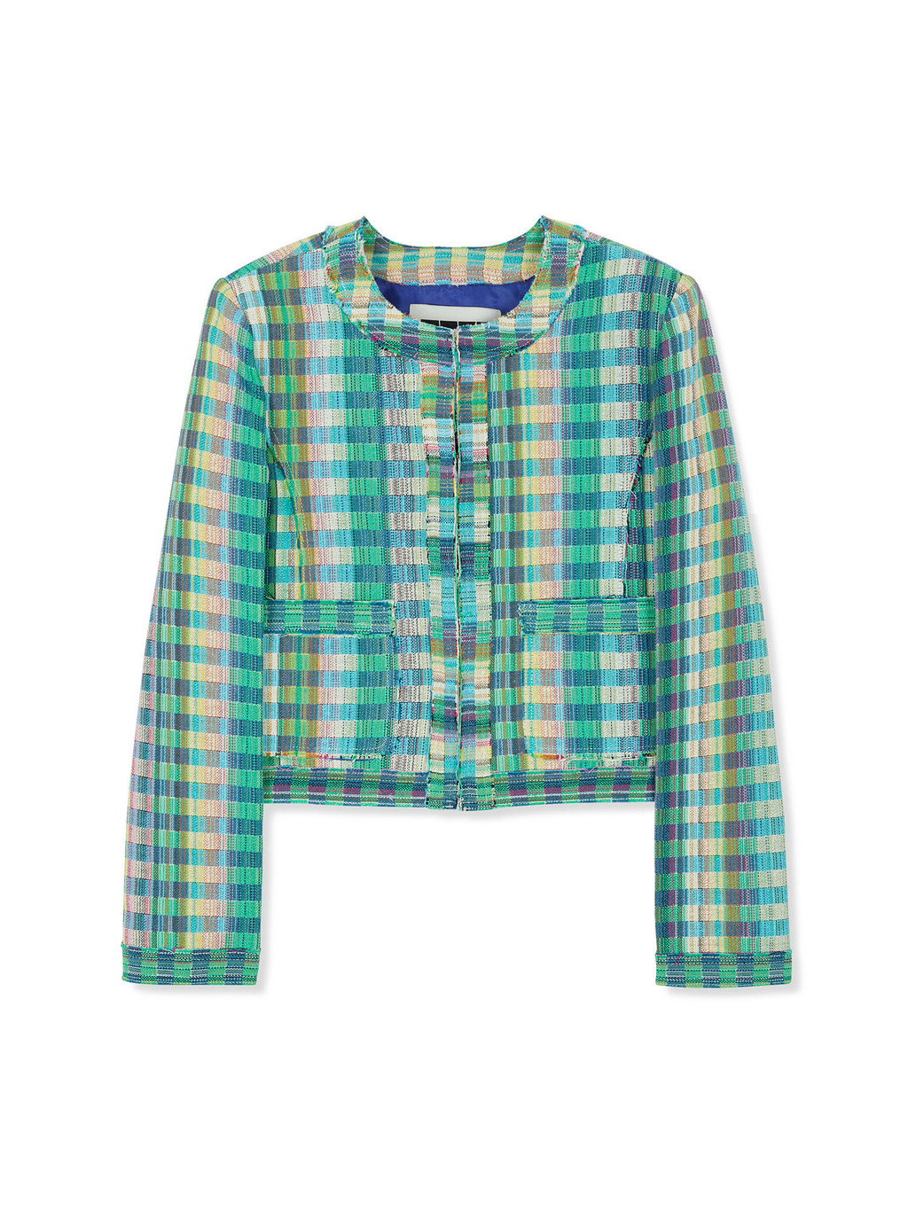 UEM Panneled Check Short Jacket - Green Multi : EENK SHOP UEM Panneled Check Short Jacket - Green Multi : EENK SHOP