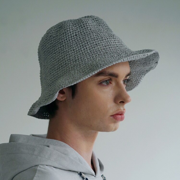 HANDMADE KNITTING BUCKET HAT(Gray/Black/Green) 메인스탠스 MAINSTANCE