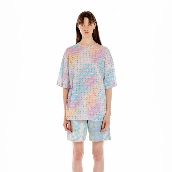 UNISUN Print Oversized T-shirt - Light Blue Multi : EENK SHOP