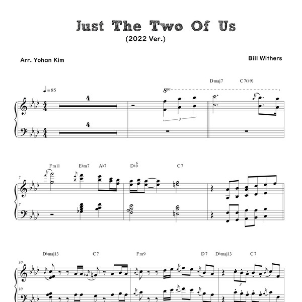 Just The Two Of Us(Sheet Music) : Yohan Kim Music