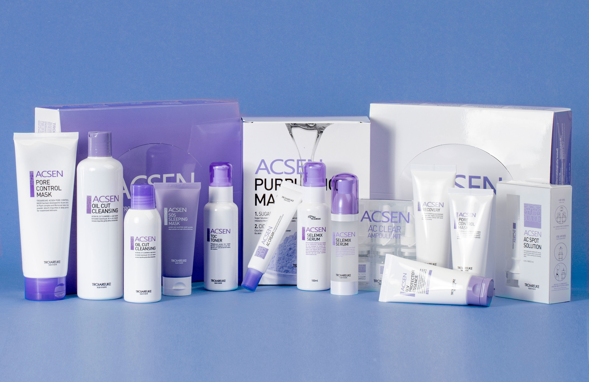 [AC]NE + [SEN]SITIVITY = ACSEN — a line specially developed for acne-prone and sensitive skin. ACSEN is a professional cosmetic line that has been studied and developed by skin specialists. Presenting a complete line for personal care, ACSEN ranges from gentle cleansing, complexion maintenance to UV protection, soothing and safe for skin with acne and sensitivity.