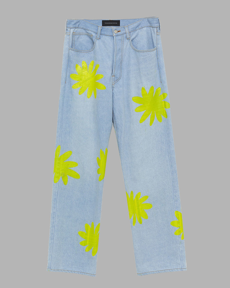 THE MUSEUM VISITOR] FLOWER PAINTED DENIM PANTS☆デニム - パンツ・ボトムス