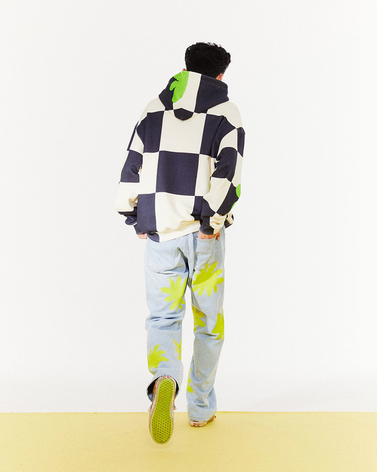 ◆THE MUSEUM VISITOR◆ PAINTED PRINTED PANTS 06130 FLOWER PAINTED DENIM PANTS : THE MUSEUM VISITOR