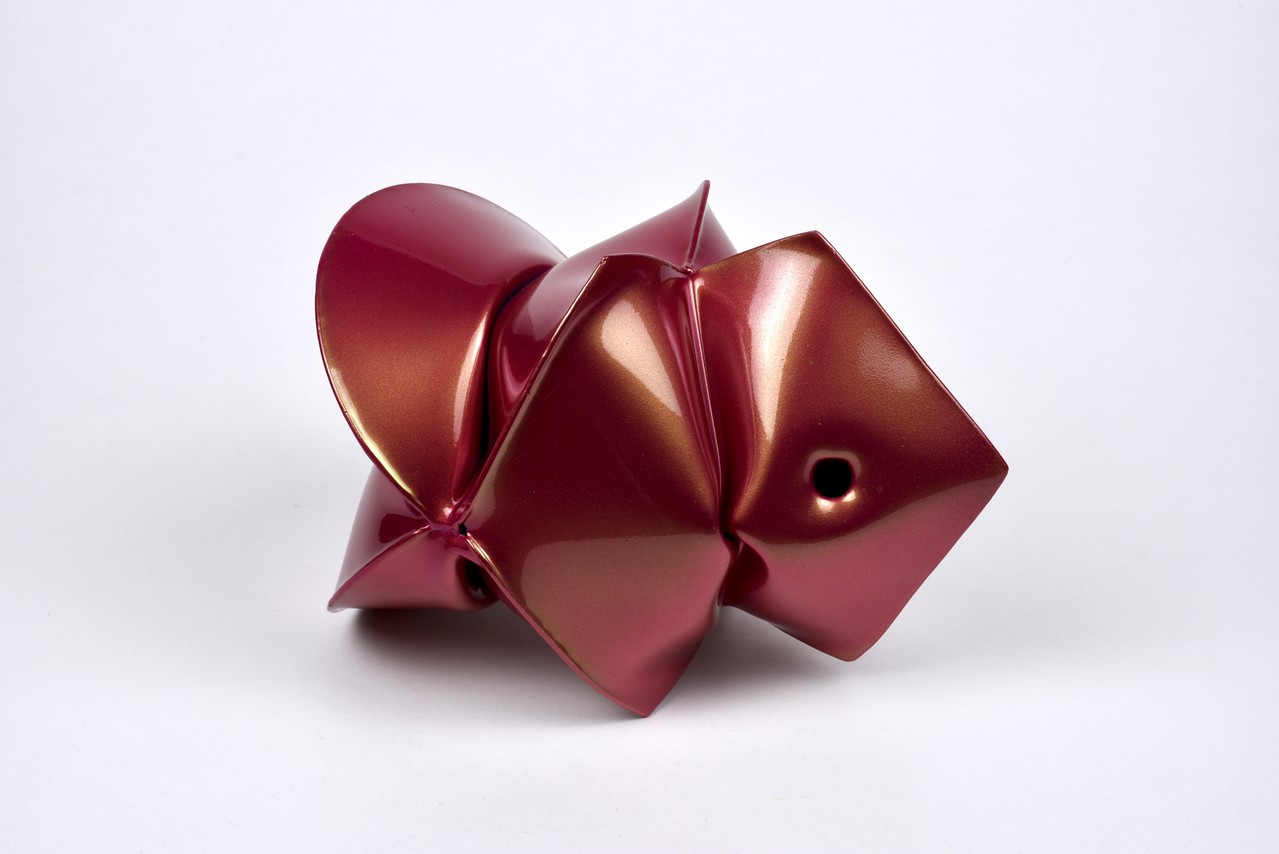Jeremy Thomas, Carbon Red, 2021, Forged cold rolled steel and urethane, 21.6 x 26.7 x 20.3 cm, JT 041