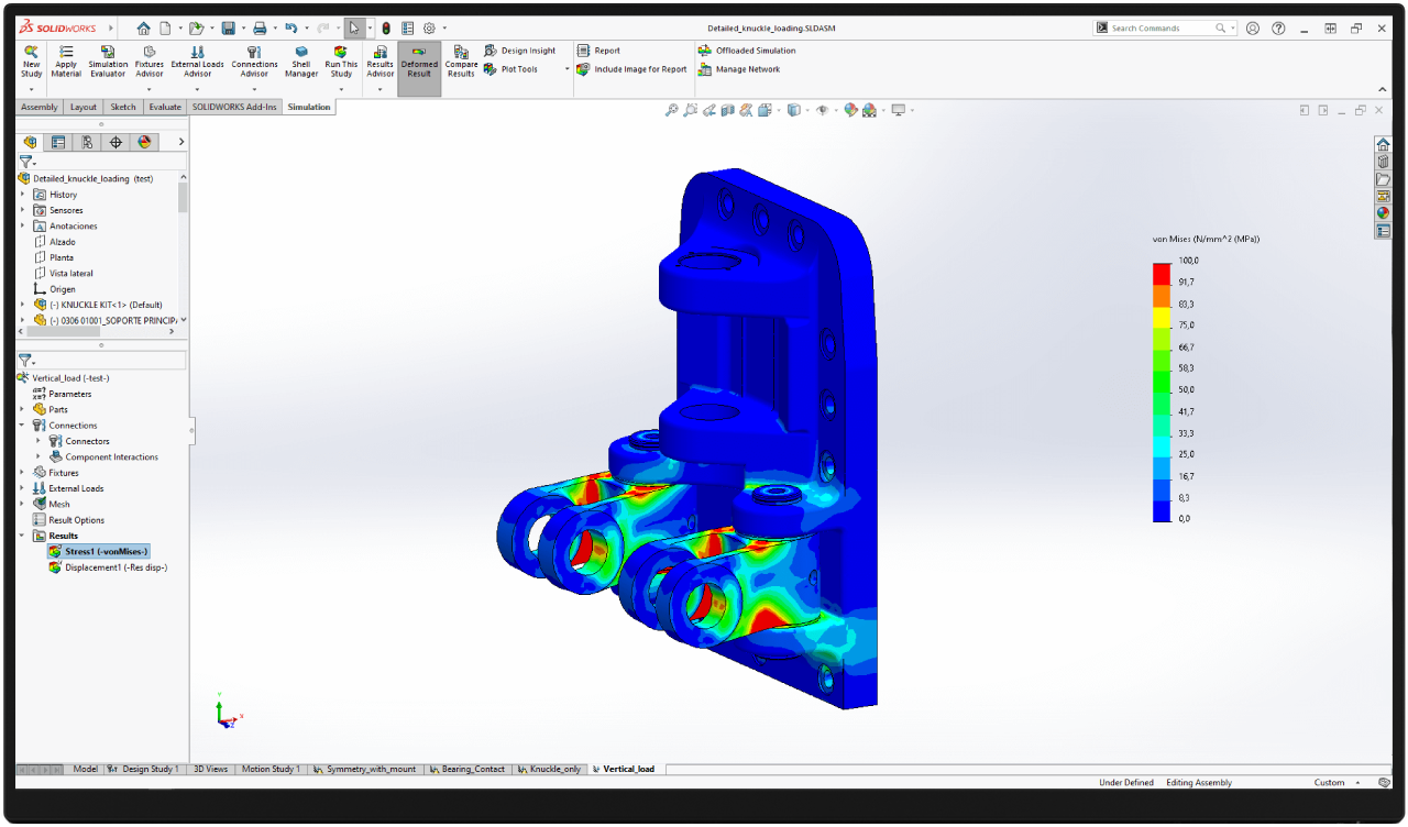 SOLIDWORKS Simulation, 솔리드웍스 시뮬레이션, SOLIDWORKS 구조해석, 솔리드웍스 구조해석