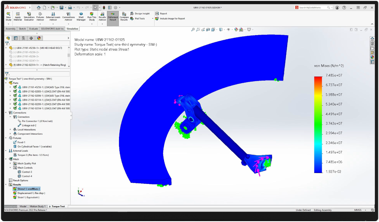SOLIDWORKS Simulation, 솔리드웍스 시뮬레이션, SOLIDWORKS 구조해석, 솔리드웍스 구조해석