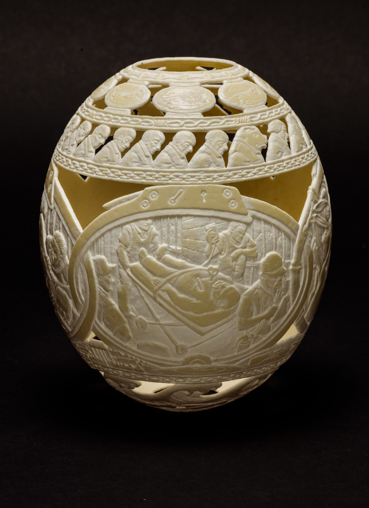 Gil Batle, Lechon, 2016, Carved Ostrich Egg, 16.5 x 12.7 x 12.7 cm , GB 006
