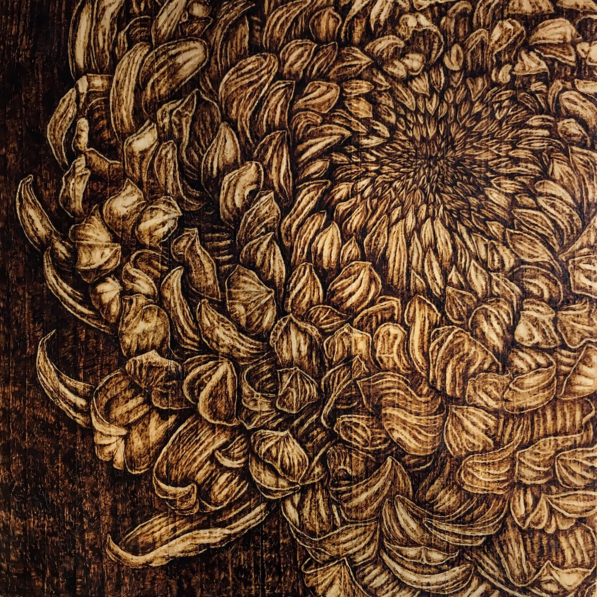 MY MOTHER'S SCENT, Pyrography on Pine 30x30cm, 2021