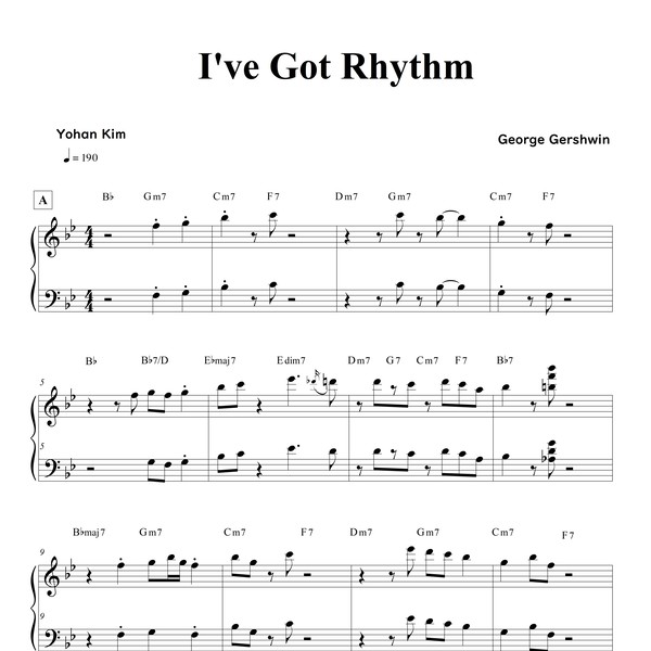 I've Got Rhythm (George Gershwin) : Yohan Kim Music