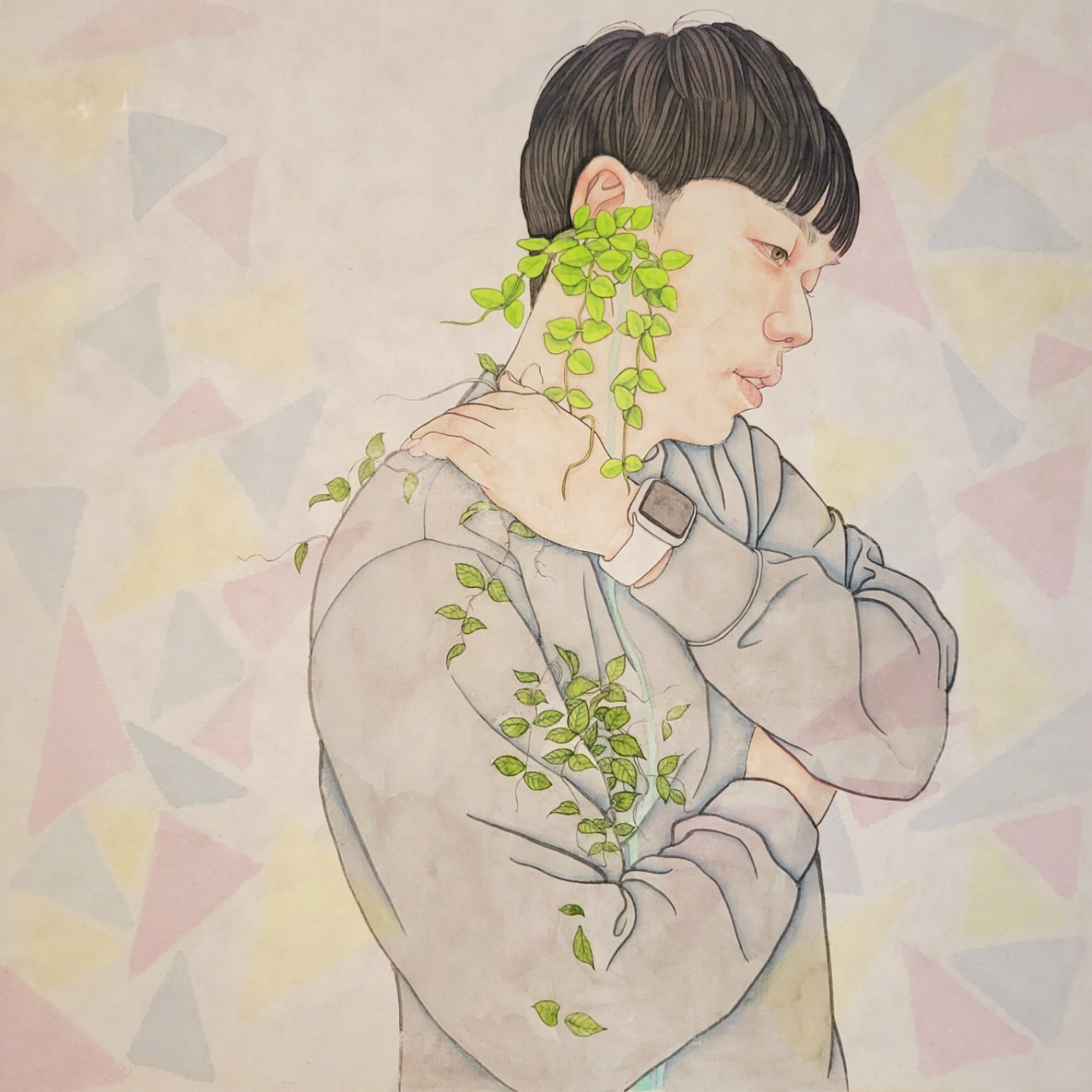 들음으로,49×49cm,견에채색,2022