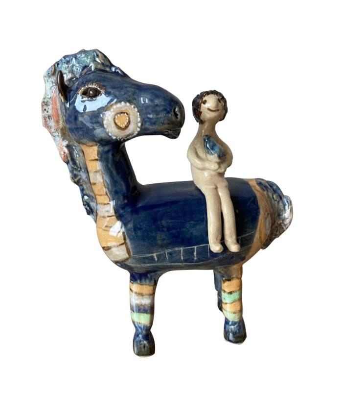 Girl sittng on a horse, Ceramic, 2020