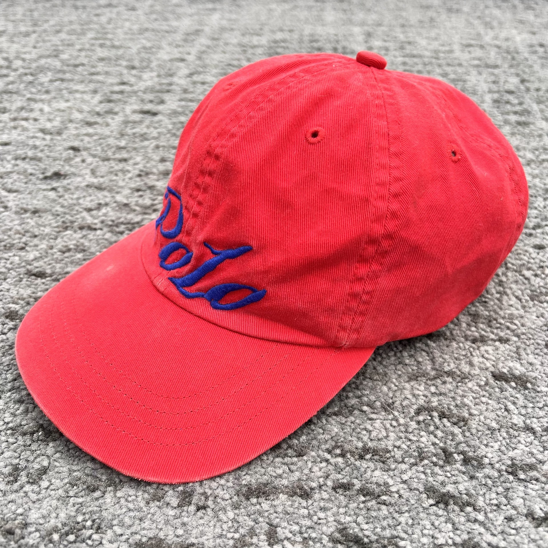 90s polo script logo leather strap cap : soberseoul