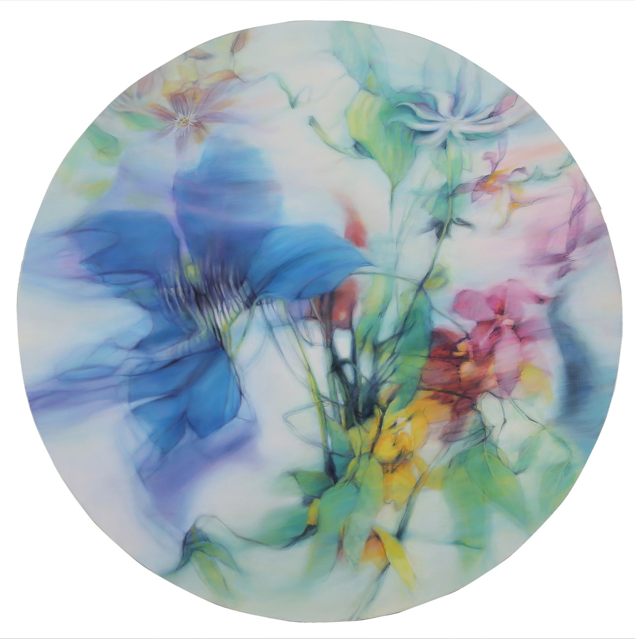 신정옥Swaying Flowers, 100x100cm, Acrylic on canvas, 2021
