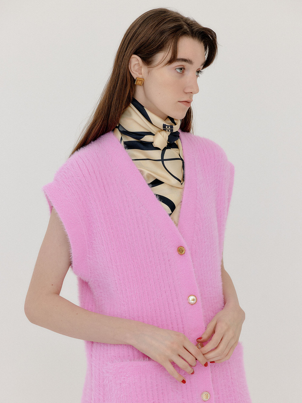 トップス WudgeBoy border knit vest brown pink L WudgeBoy border knit vest brown pink L - メルカリ
