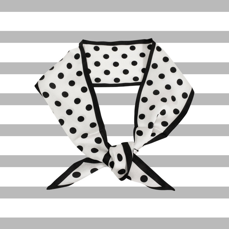 WHITE POLKA DOT SCARF - 67x26