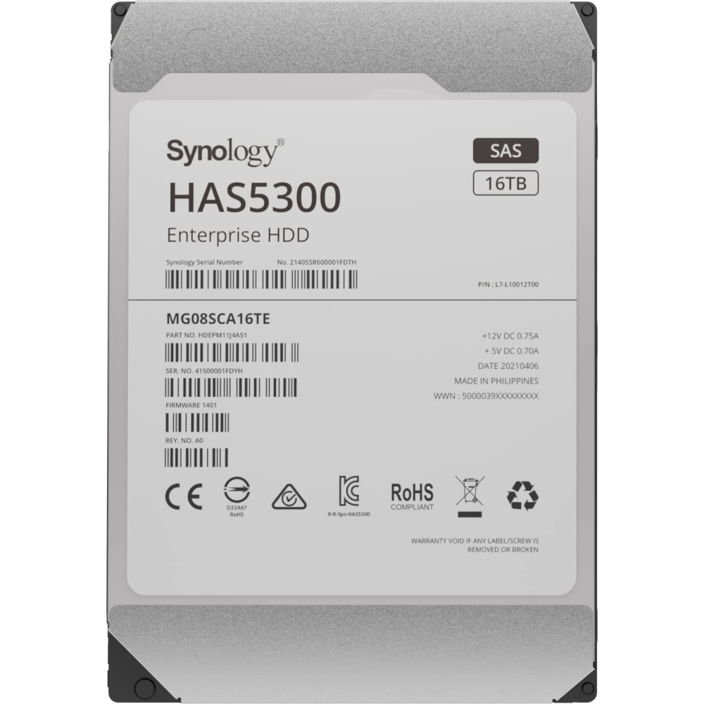 시놀로지 엔터프라이즈 16TB SAS HDD HAS5300-16T : 스튜디오 엘