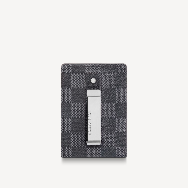 Louis Vuitton DAMIER GRAPHITE Pince card holder with bill clip (N60246)