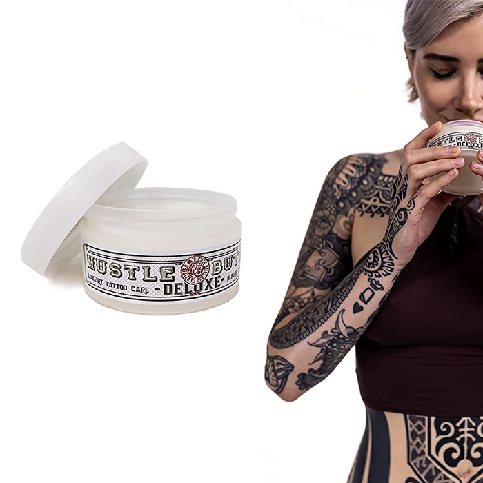 허슬 버터 타투 애프터케어 5oz (타투밤 / 새로운 문신 보호 및 오래된 문신 케어 - 100% 비건 문신 크림 ...
