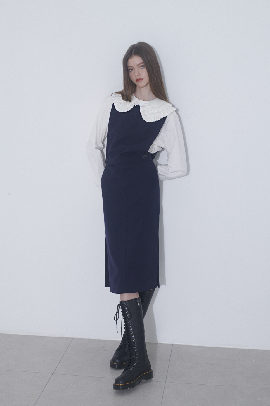 MIGNON JUMPER SKIRT DRESS_NAVY 미뇽