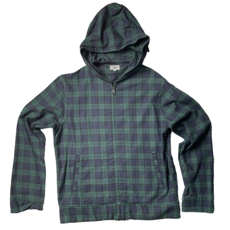 Takeo Kikuchi Tartan Printed Hoodie Jacket Green : Jurm