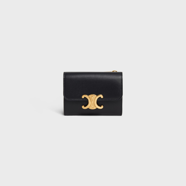 CELINE Triomphe Clutch with chain in triomphe canvas and lambskin  (10E382CBX.01TA, 10E382CBX.04LU)