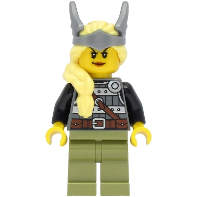 레고 바이킹 전사 미니피규어 Viking Warrior - Female, Dark Bluish Gray And Silver Armor,  Olive Green Legs, Bright Light Yellow Hair With Diadem (Vik039) : 오!브릭 - 레고부품  쇼핑몰