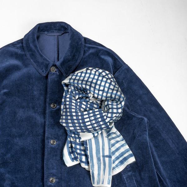Porter Classic [포터 클래식] - Indigo Print Silk scarf