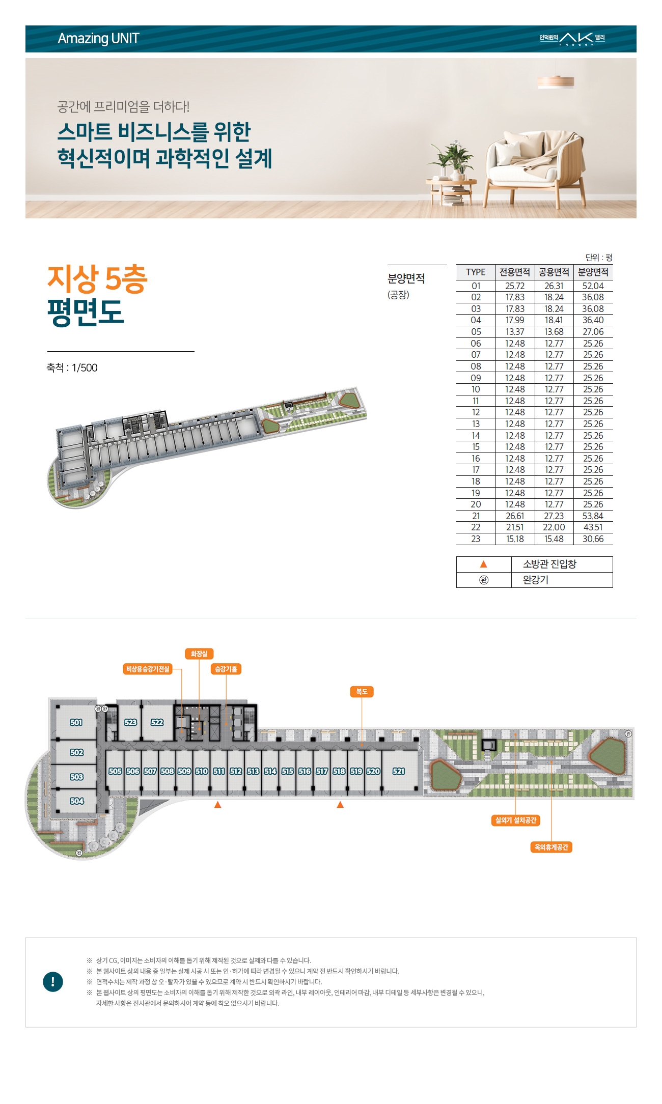AK밸리 인덕원 지상5층 휴게정원 및 지식산업센터 사무실 23개 호실 