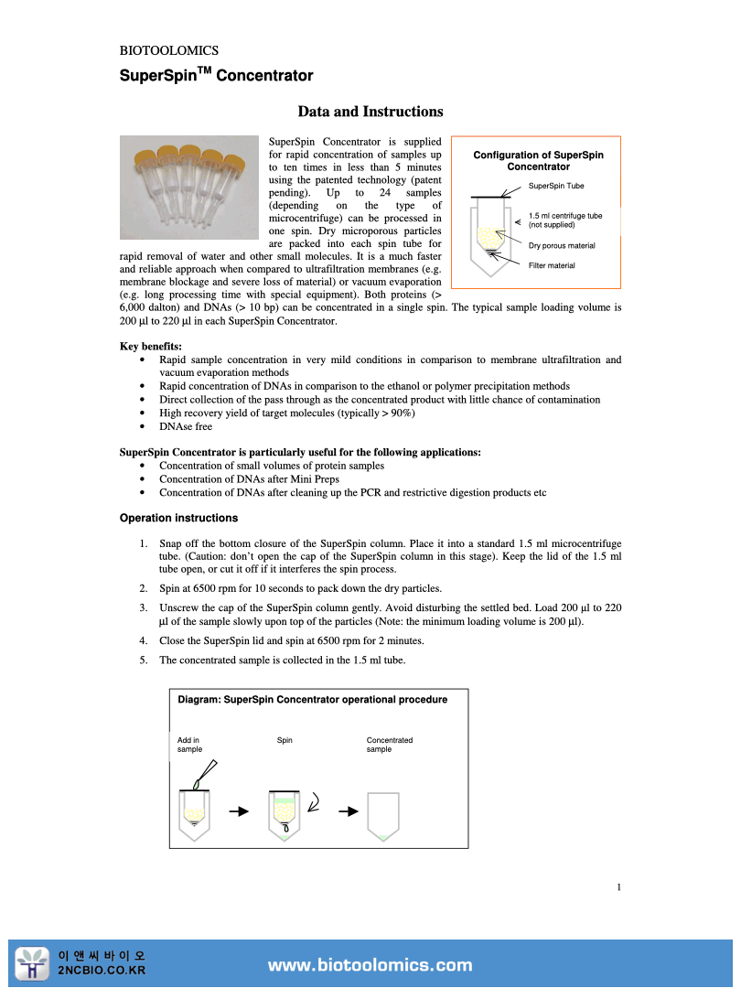 SuperSpin Concentrator BioToolomics' Process Chromatography Media