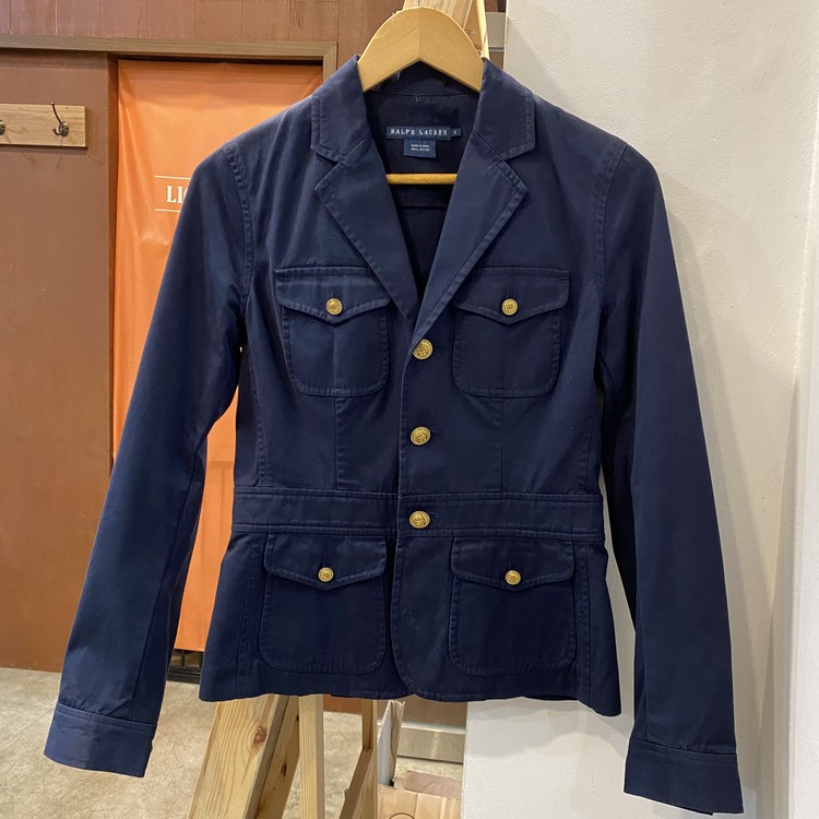 Ralph Lauren Navy Gold Button Blazer (Womens 44) 라이트하우스 스토어