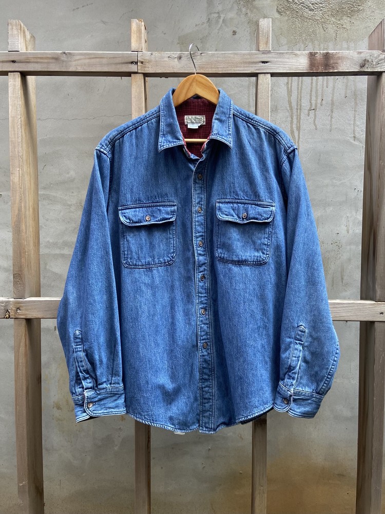 80's L.L.Bean Flannel Lined Denim Shirt (108110) 라이트하우스 스토어