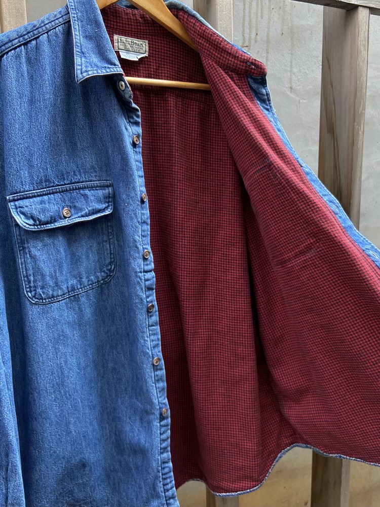 80's L.L.Bean Flannel Lined Denim Shirt (108110) 라이트하우스 스토어
