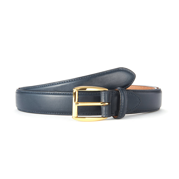 Navy Bridle Leather Belt (Gold Buckle) : 솔티 공식 온라인스토어