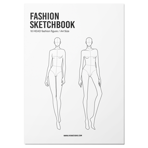 (White Cover Edition) Fashion Sketchbook with 10 Head Figure Templates