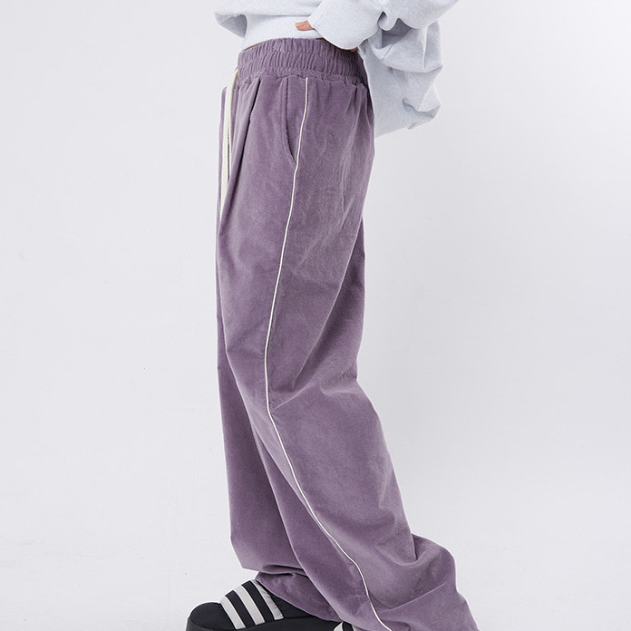 RAUCOHOUSE] (男女共用) Velour piping line loose banding pants☆ 3