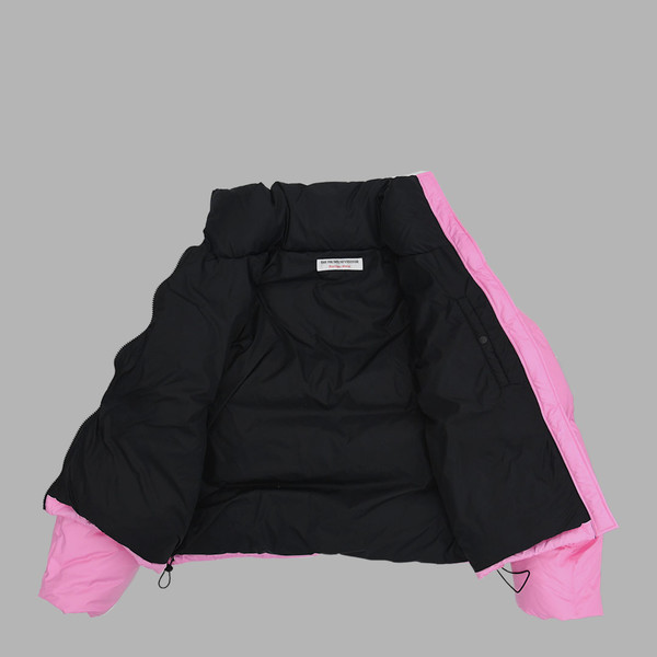 HEART STITCHED PUFFER DOWN JACKET (PINK) : THE MUSEUM VISITOR