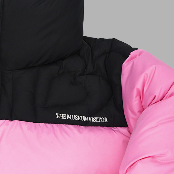 HEART STITCHED PUFFER DOWN JACKET (PINK) : THE MUSEUM VISITOR