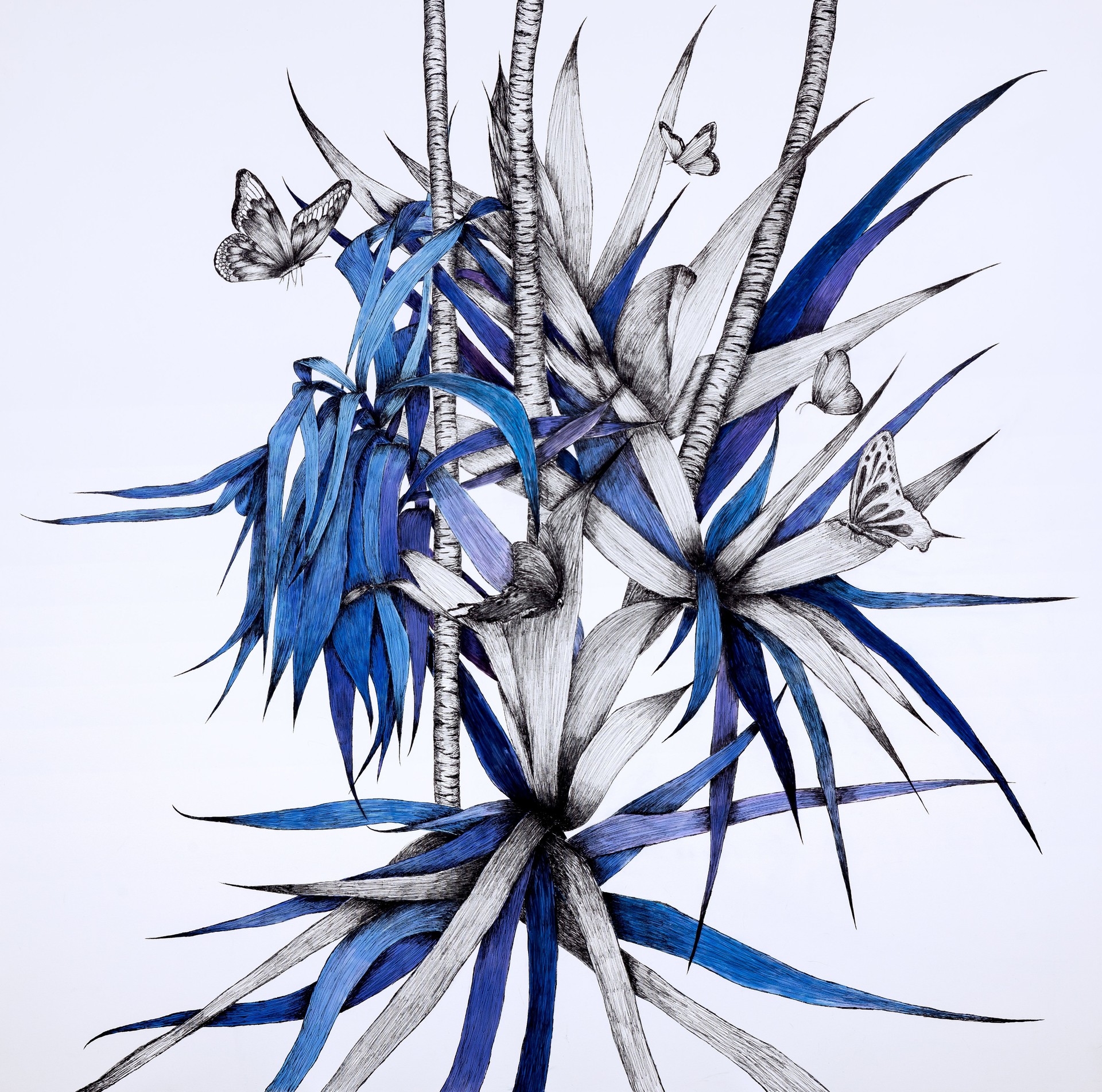 푸른 죽음과 검은 생명/130x130cm/pen on canvas/2022