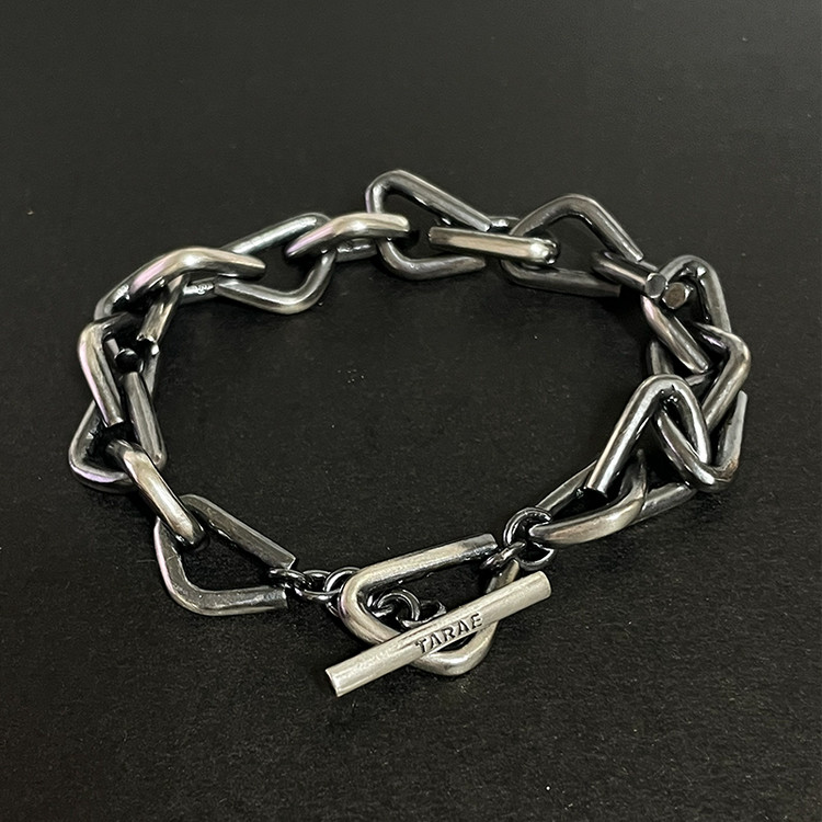 Tat2 Designs Silver Flat Ring Triple Chain Bracelet - Mam'selle