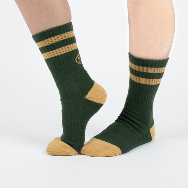◆SATUR◆ Leisure Stripe Socks British Racing Green Mustar SATURDAY LEISURE CLUB] Leisure Stripe Socks - British Racing
