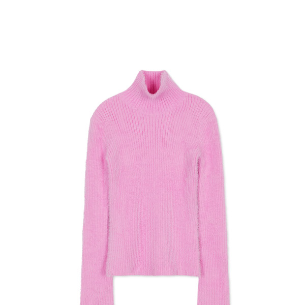 On the Bright Side Hot Pink Knit Turtleneck Sweater