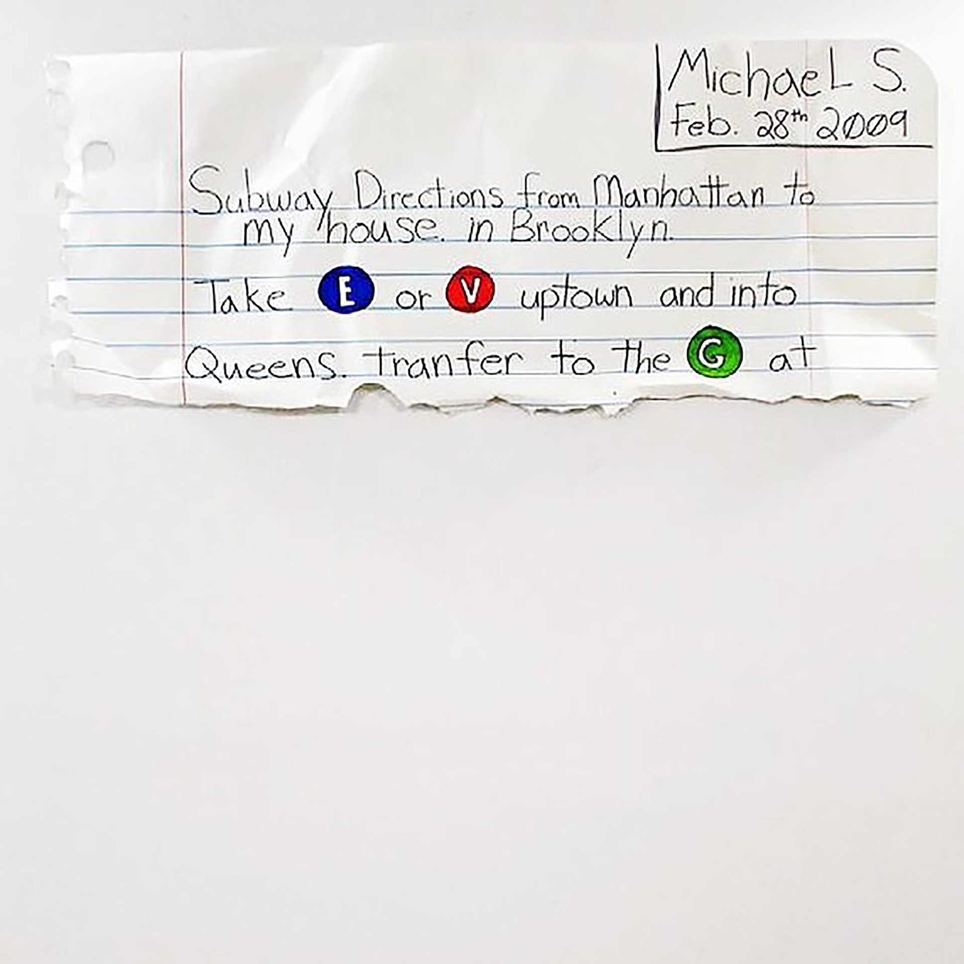 Michael Scoggins, Subway Directions to My House, 2009, Marker, Prismar Color on Paper, 130 × 59.7 cm