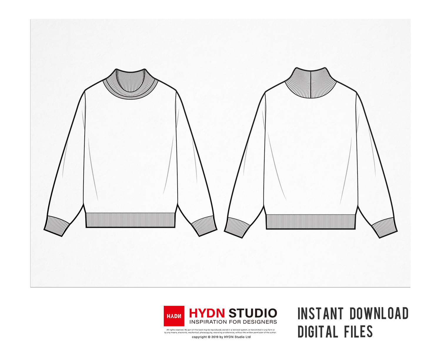 Turtleneck Sweatshirts flat sketch HYDNSTUDIOㅣAll about digital