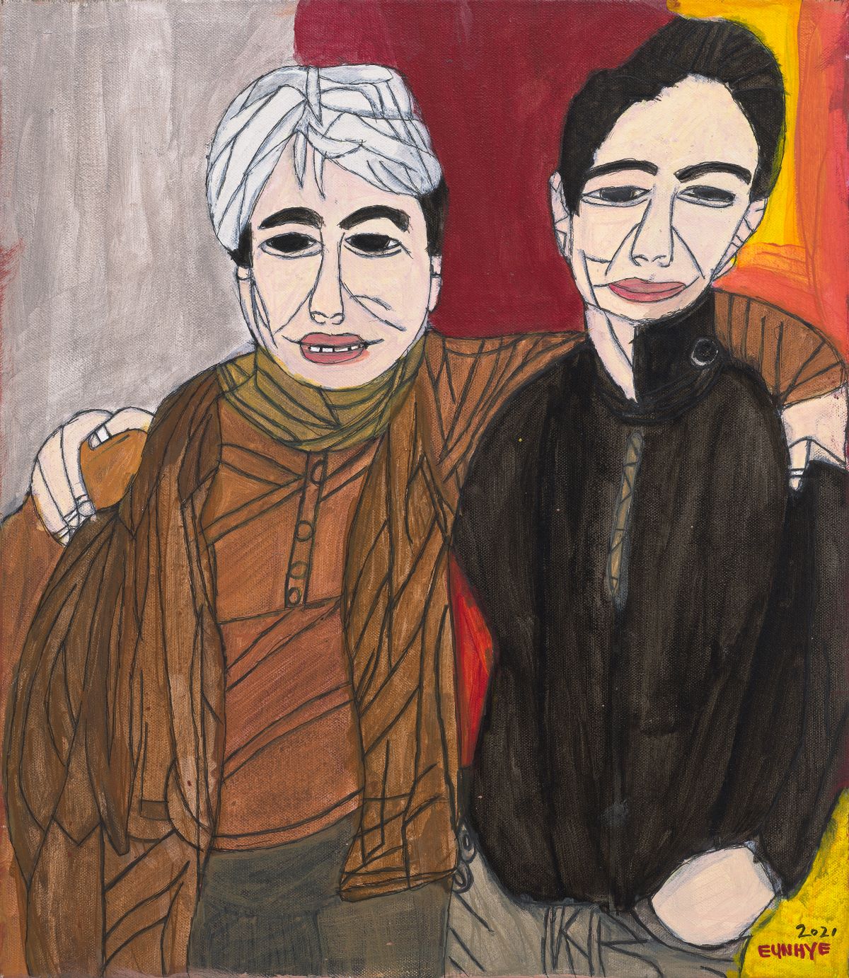 (봄 여름 가을 겨울) 두 친구, 2021,  Acrylic on canvas,  53  x 45.5 cm,  EH 010