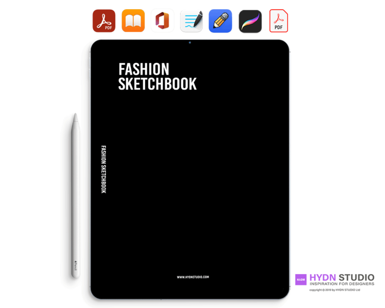 Fashion Sketchbook A4 with Male 9Head Figure Template (PDF) : HYDNSTUDIO