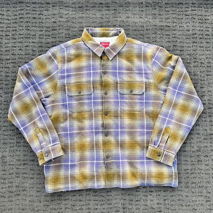 supreme 22fw puple/khaki flannel shirt : soberseoul