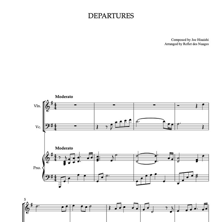 TRIO 楽譜] Departures - ヴァイオリン、チェロ、ピアノトリオ 室内楽