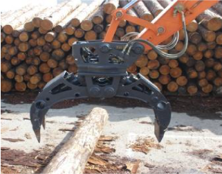 wood grapple, heavy equipment, excavator attachment, hydraulic attachment
