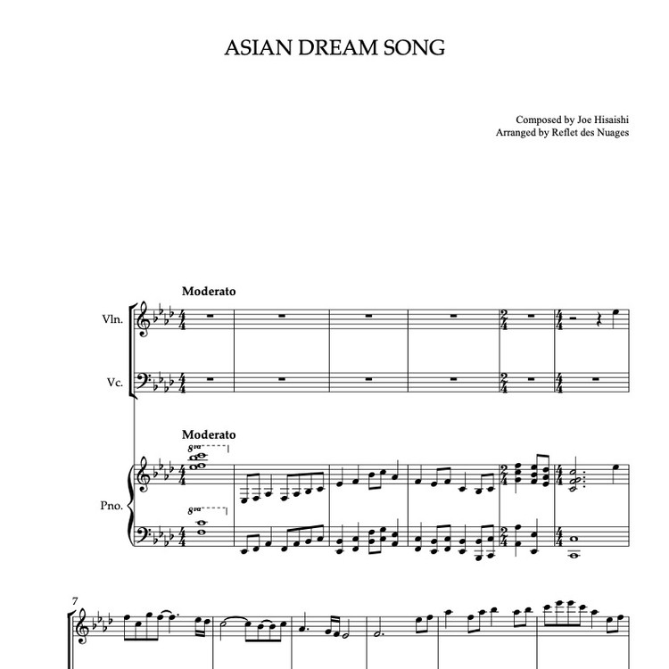[DUET 楽譜] Asian Dream Song - ヴァイオリン、ピアノデュエット 室内楽 アンサンブル