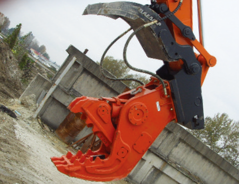 excavator attachment, hydraulic attachment, fixed pulverizer